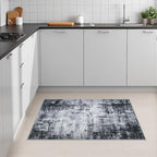 2x3 Washable Entryway Rug: Modern Abstract Soft Carpet Dark Black - Image 4