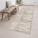 3x8 Washable Runner Rug：Modern Abstract Kitchen Soft Carpet Taupe - Image 3