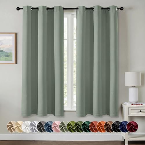 MIULEE Blackout Curtains for Bedroom 2 Panels 40 x 54 Inch Long Light Green by MIULEE