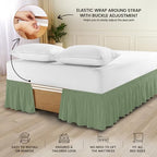 Wrap Around Queen Bed Skirt, Easy Fit Elastic Belt, 16 Inch Drop, Sage - Image 3
