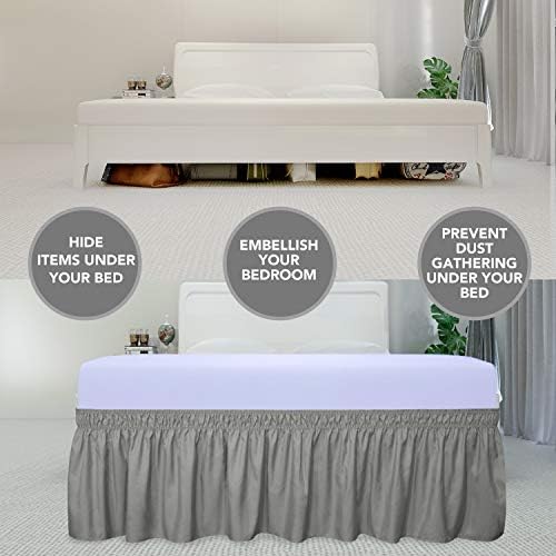 PureFit Wrap Around Ruffled Bed Skirt, Gray, Twin/Full - 14" Drop - Image 3