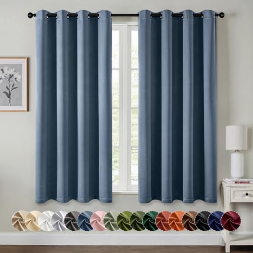 MIULEE Blackout Curtains for Bedroom 2 Panels 50 x 63 Inch Long Stone Blue by MIULEE