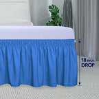 PureFit Wrap Around Ruffled Bed Skirt, Blue, Twin/Full - 18" Drop - Image 6
