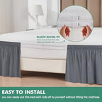 Wrap Around King Size Bed Skirt Split Corner 18" Drop-Elastic Dust Ruffle - Image 3
