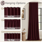 Guken Extra Long 100% Blackout Burgundy Linen Curtains 108 Inches - Image 6