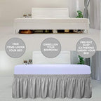 PureFit Wrap Around Ruffled Bed Skirt, Light Gray, Queen/King - 18" Drop - Image 3
