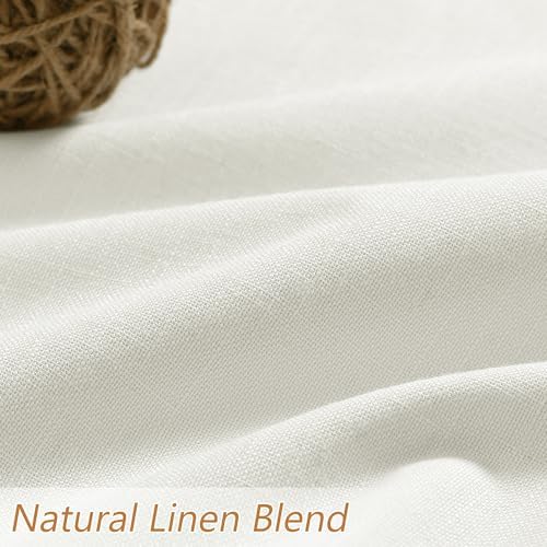 Guken 100% Blackout Linen Curtains 94 Inch Long for Bedroom 2 Panels Ivory - Image 3
