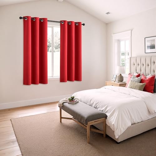 MIULEE Blackout Curtains for Bedroom 2 Panels 40x54 Inch Long Christmas Red - Image 6