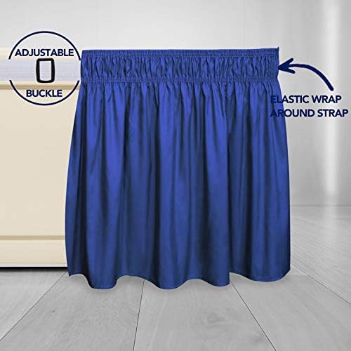 PureFit Wrap Around Ruffled Bed Skirt, Classic Blue, Queen/King - 22" Drop - Image 4