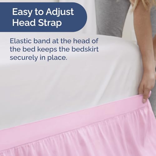CGK Linens Dorm Room Bed Skirt Full XL - Dorm Essentials - 32" Light Pink - Image 3
