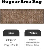 HUGEAR 2x6 Brick Red Vintage Floral Washable Runner Rug for Hallway - Image 2