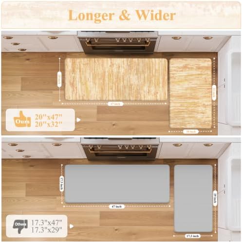 KIMODE Anti Fatigue Kitchen Mats,Autumn Orange Kitchen Rugs Sets of 2 Wider - Image 2