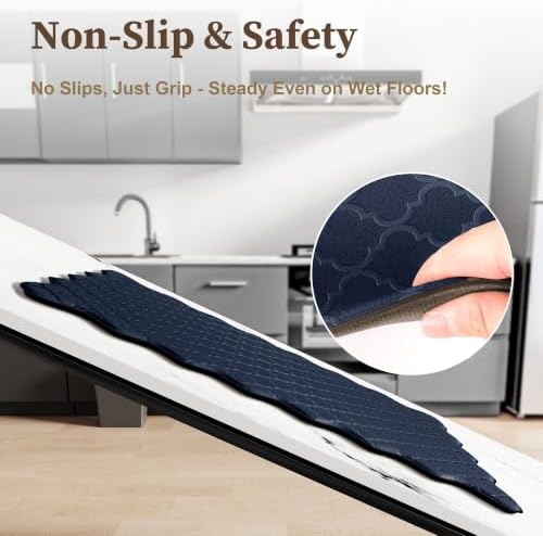 Arenarug Upgrade Scalloped Kitchen Mats for Floor 2PC, Navy Kitchen Rugs - Image 4