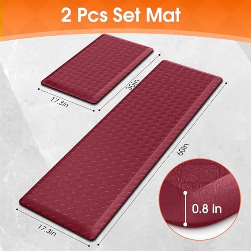 TranquilRelax 4/5 Inch Cushioned Anti Fatigue Kitchen Mats, Burgundy - Image 2