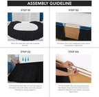 Wrap Around Full Bed Skirt, Easy Fit Elastic Belt, 16 Inch Drop, Black - Image 4