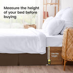 Queen Size Pleated Bed Skirt, Hides Under-Bed Storage 16 Inch Drop, Brown - Image 4