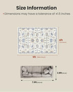 Amada 6x9 Washable Area Rug for Dining Room, Blue/White, Vintage Pattern - Image 2