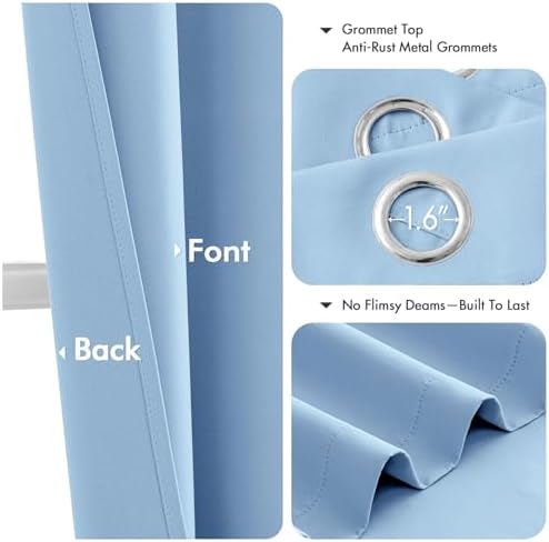 MIULEE Blackout Curtains for Bedroom 2 Panels 40 x 84 Inch Long Sky Blue - Image 4