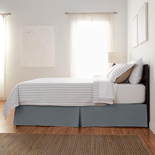 Amazon Basics Lightweight Pleated Bed Skirt, Machine Washable, Wrinkle and Fade Resistant, Queen, Dark Grey - Image 3