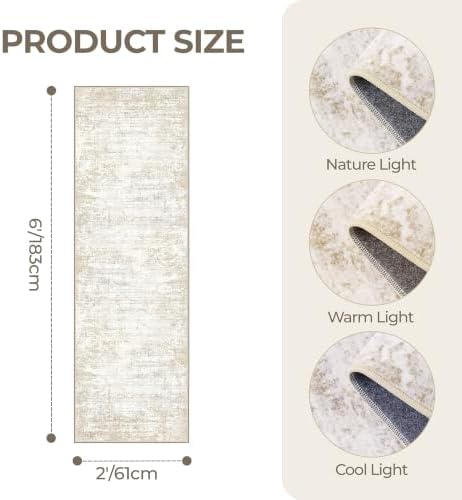 2x6 Runner Rug Non Slip,Washable Hallway Runner Rug,Brown - Image 2