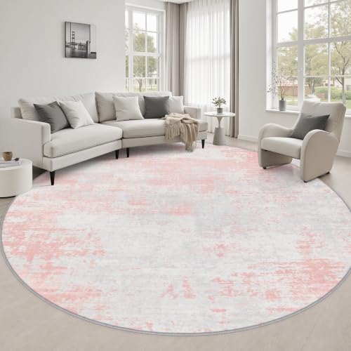 Round Area Rug Living Room: 8 ft Modern Washable Indoor Carpet by FXRHLP