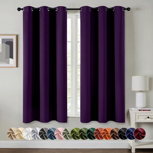 MIULEE Blackout Curtains for Bedroom 2 Panel 40 x 54 Inch Long Royal Purple by MIULEE