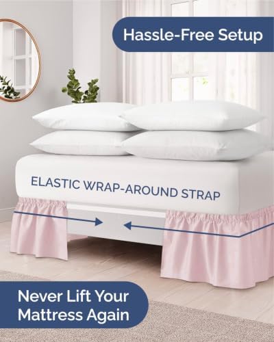 CGK Wrap Around Dust Ruffle Bed Skirt - Queen Size, 9" Inch, Lavender Pink - Image 2