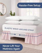 CGK Wrap Around Dust Ruffle Bed Skirt - Queen Size, 9" Inch, Lavender Pink - Image 2