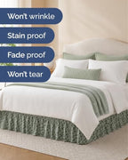 CGK Wrap Around Dust Ruffle Bed Skirt - Twin Size, 18" Inch, Green Meadow - Image 5
