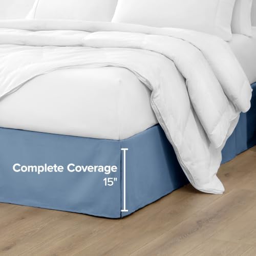 Bare Home Bed Skirt 15-Inch Drop 1800 Ultra-Soft (Queen, Coronet Blue) - Image 5