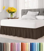 CGK Wrap Around Dust Ruffle Bed Skirt - Full Size, 15" Inch, Brown by CGKUnlimited