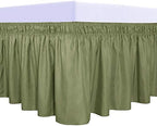 PureFit Wrap Around Ruffled Bed Skirt, Light Green, Twin/Full - 18" Drop by PureFit