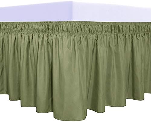 PureFit Wrap Around Ruffled Bed Skirt, Light Green, Twin/Full - 18" Drop by PureFit