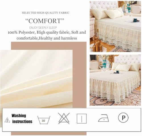 Double Lace Bed Skirt for Full Bed - 17in. Drop, Easy Fit Ruffle Bedskirt Wrap Around Bed Skirt, Anti Wrinkle & Fade Resistant - Image 4