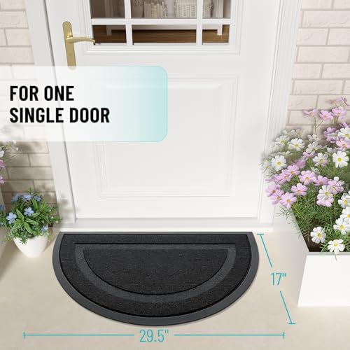 OLANLY Half Circle Front Door Mat Outside 29.5x17 All-Season Rubber Doormat - Image 2