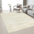 Area Rug Living Room: 4x4 Modern Washable Indoor Soft Carpet Beige by FXRHLP
