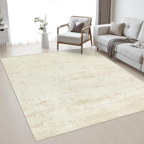 Area Rug Living Room: 4x4 Modern Washable Indoor Soft Carpet Beige by FXRHLP