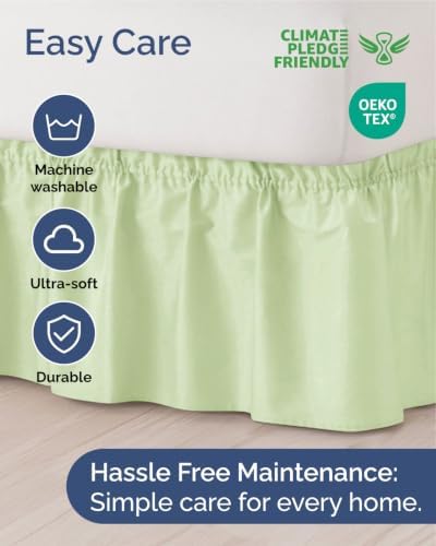 CGK Wrap Around Dust Ruffle Bed Skirt - Full Size, 9" Light Sage Green - Image 6