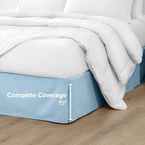 Bare Home Bed Skirt 15-Inch Drop 1800 Ultra-Soft (Twin, Light Blue) - Image 5