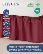 CGK Wrap Around Dust Ruffle Bed Skirt - Queen Size, 9" Inch, Burgundy - Image 6