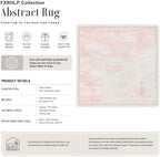 Area Rug Living Room: 6x6 Modern Washable Soft Carpet Pink White - Image 2