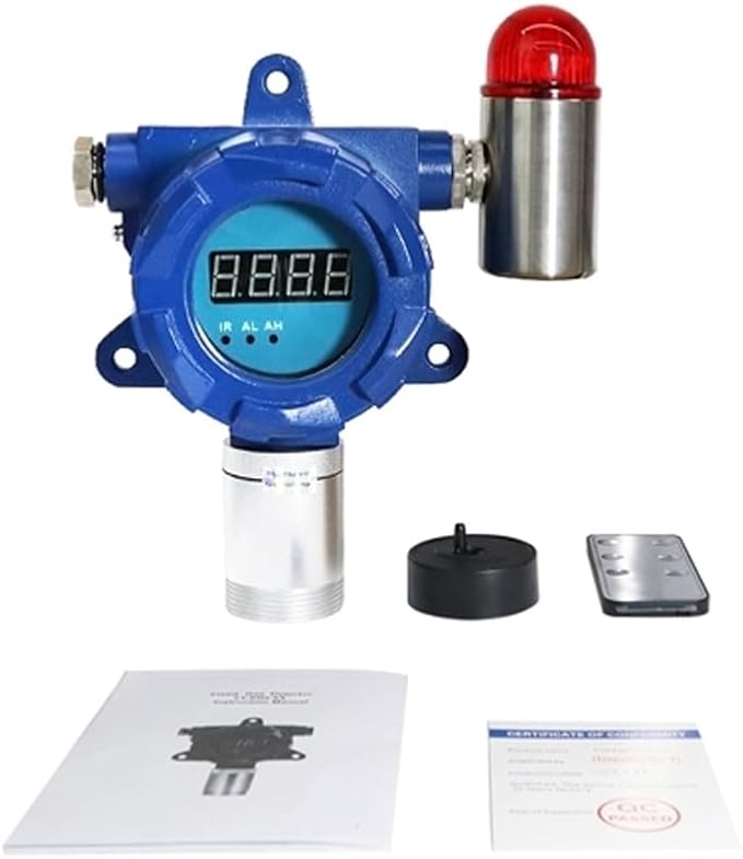 ATO Fixed Carbon Monoxide Gas Detector, 4-20mA Signal Output, CO Gas Leak Detector 0 to 100/500/1000 ppm, with Sound and Light Alarm (0-1000ppm, 2NO+2NC)