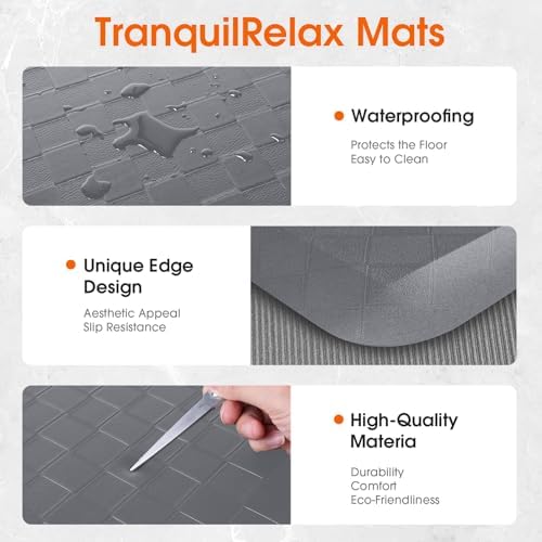 TranquilRelax 4/5 Inch Cushioned Anti Fatigue Kitchen Mats for Floor, Grey - Image 6