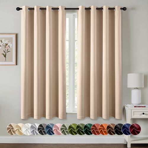 MIULEE Blackout Curtains for Bedroom 2 Panels 50 x 63 Inch Long Beige by MIULEE