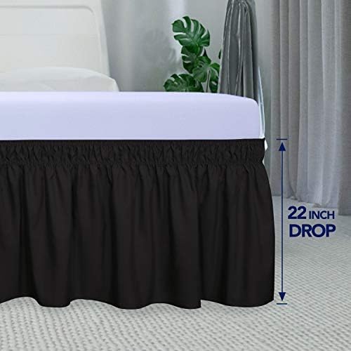 PureFit Wrap Around Ruffled Bed Skirt, Black, Queen/King - 22" Drop - Image 5