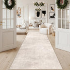 Hallway 4x10 Washable Runner Rug:Stain Resistant Abstract Rug for Kitchen Entryway Farmhouse Soft Carpet for Bathroom Bedroom Thin Laudry Living Room Floor Mat with Non Slip Backing(4x10,Beige/Cream) - Image 5