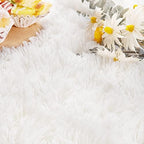 2.6x5.3 Cream White Fluffy Soft Oval Rug Non-Slip for Bedroom Dorm Hallway - Image 6