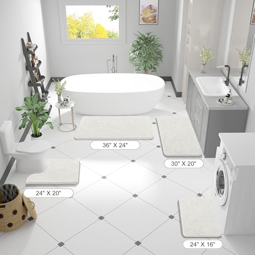OLANLY Bathroom Runner Rugs 40x24, Extra Soft Absorbent Chenille Bath Rugs - Image 2