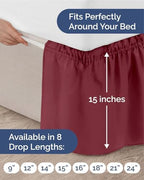 CGK Linens Wrap Around Dust Ruffle Bed Skirt - Queen, 15" Burgundy - Image 4