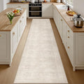 2'6''x14' Hallway Washable Runner Rug:Neutral Kitchen Carpet Beige by Luxturiy
